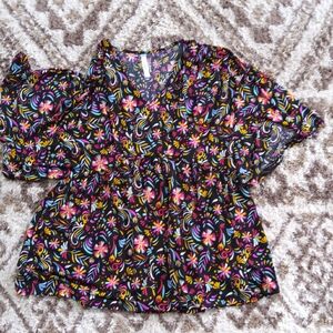 Floral Black Women's Blouse